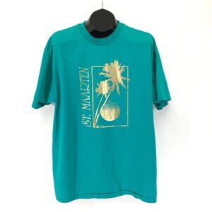 Vintage Hanes St. Maarten Graphic Print Tee Adult XL Single Stitch 1987 Airwaves